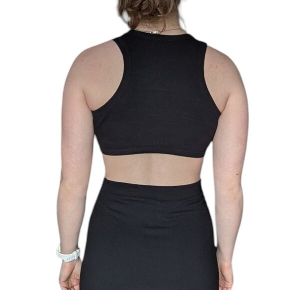 White Fox Boutique Little Ribbed Black Cropped Tank Top Women Size Small - Picture 2 of 12